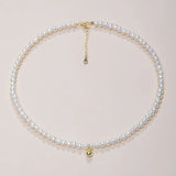 Sterling Silver Freshwater Pearls Bell Choker Necklace 18k Plated