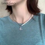 925 Silver Pearl Choker CZ Butterfly Necklace