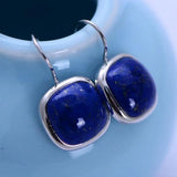 925 Silver Lapis Lazuli Earrings Square Shape