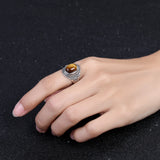 925 Silver Tiger's Eye Rhodochrosite Ring for Women Men Party Gift