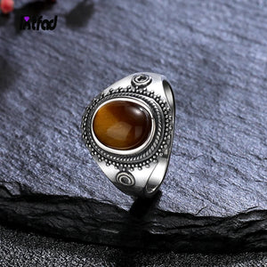 925 Silver Tiger's Eye Rhodochrosite Ring for Women Men Party Gift