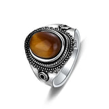 925 Silver Tiger's Eye Rhodochrosite Ring for Women Men Party Gift