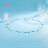 925 Silver Necklace Imitated Pearl Clavicle Chain for Women