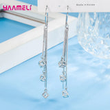 925 Silver Tassel Earrings with Cubic Zircon Stone for Women Girls