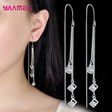 925 Silver Tassel Earrings with Cubic Zircon Stone for Women Girls
