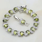 925 Silver Olive Yellow Zircon Charm Bracelet for Women 7 INCH