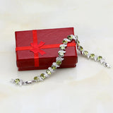 925 Silver Olive Yellow Zircon Charm Bracelet for Women 7 INCH