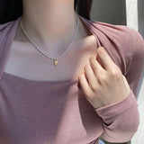 925 Silver Oval Beaded Choker Necklace for Women