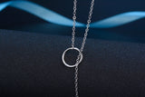 925 Silver Pearl Circle Strip Long Chain Pendant Necklace for Women