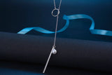 925 Silver Pearl Circle Strip Pendant Necklace For Women