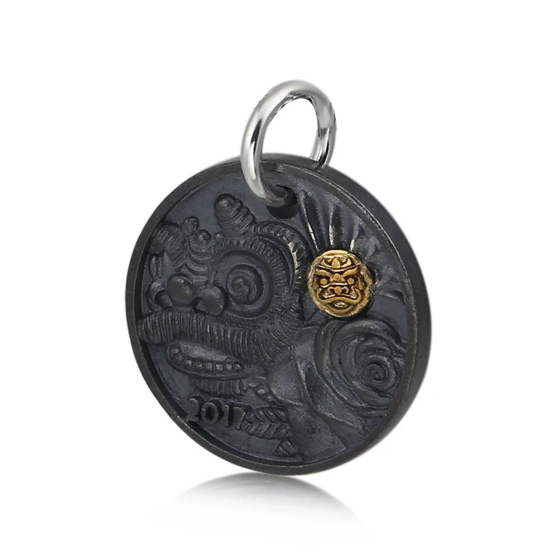 925 Silver Lion Pendant Crystal Bracelet DIY Accessories Retro Style