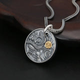 925 Silver Lion Pendant Crystal Bracelet DIY Accessories Retro Style