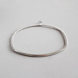925 Silver 2mm Round Beads Elastic Bracelet