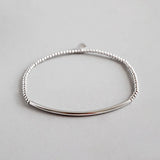 925 Silver 2mm Round Beads Elastic Bracelet