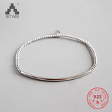 925 Silver 2mm Round Beads Elastic Bracelet