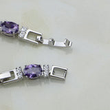 925 Silver Purple Zircon CZ Charm Bracelet Women Gift Box S097