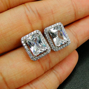 925 Silver Rainbow CZ Women's Stud Earrings for Party