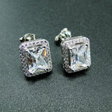 925 Silver Rainbow CZ Women's Stud Earrings for Party