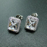 925 Silver Rainbow CZ Women's Stud Earrings for Party