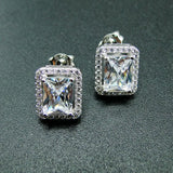 925 Silver Rainbow CZ Women's Stud Earrings for Party