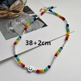925 Silver Rainbow Smiley Bead Choker Necklace Women Accessories
