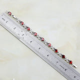 925 Silver Red Zircon CZ Chain Bracelet For Women