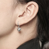 Sterling Silver Retro Heart Hoop Earrings for Women