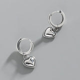 Sterling Silver Retro Heart Hoop Earrings for Women