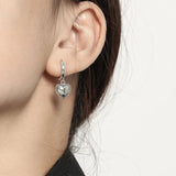Sterling Silver Retro Heart Hoop Earrings for Women