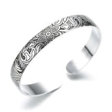 925 Silver Leaf Bracelet Men Women Retro Bangle