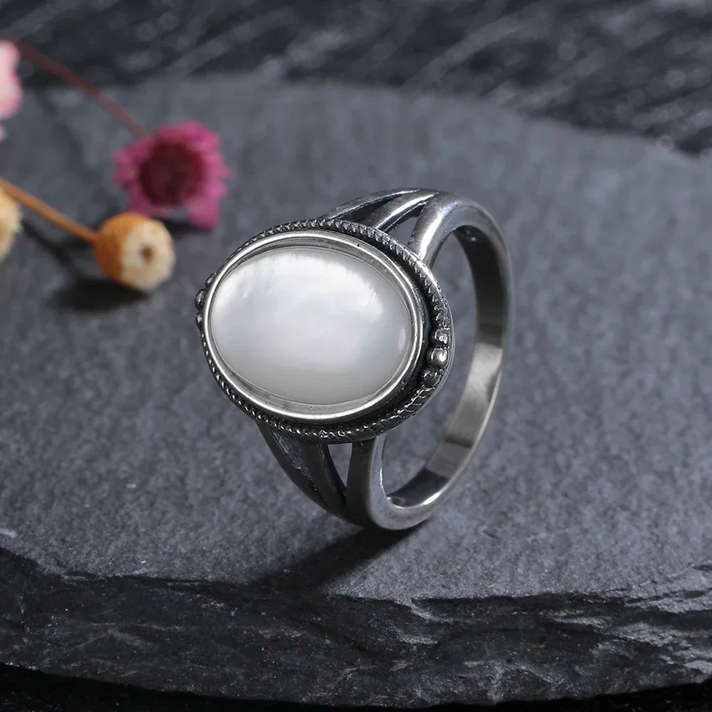 925 Silver Shell Vintage Ring Women's Holiday Party Gift