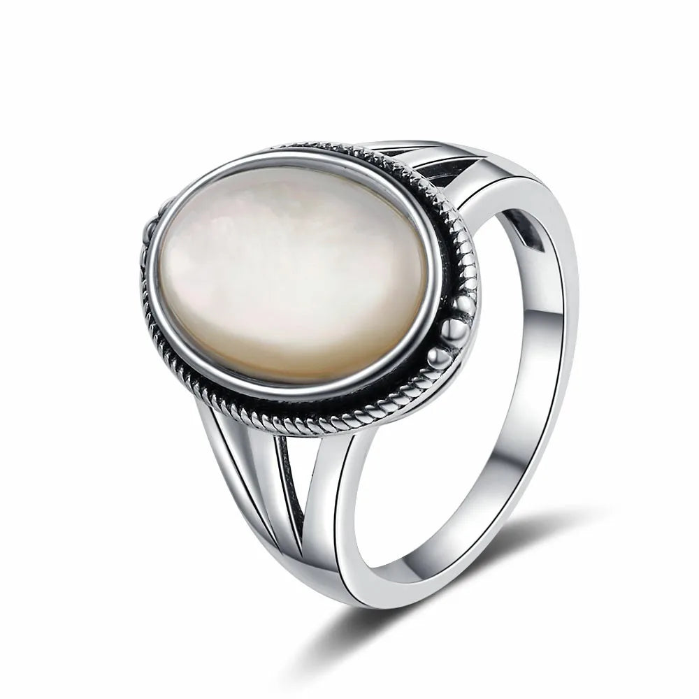 925 Silver Shell Vintage Ring Women's Holiday Party Gift