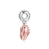 925 Silver Rose Heart Dangle Charm for Europe Bracelets Necklaces