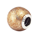 925 Silver Jewelry Rose Golden Glitter Charm Women DIY Jewelry