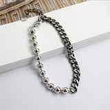 925 Silver Round Beads Bracelet Flat Chain Punk Jewelry