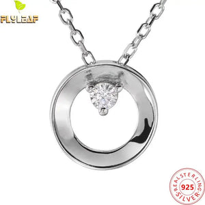 925 Silver Zircon Pendant Necklace Platinum Plating