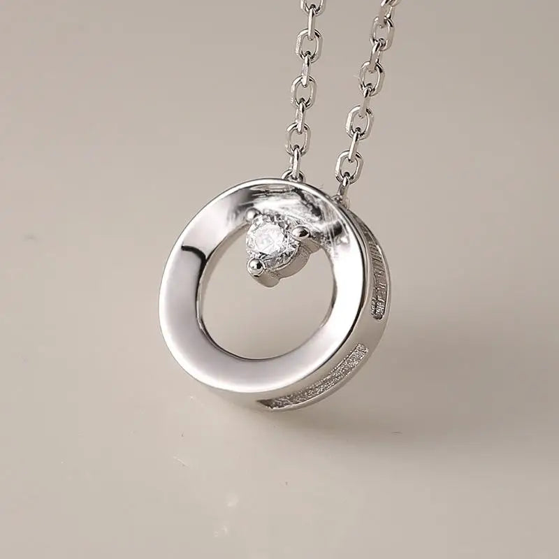 925 Silver Zircon Pendant Necklace Platinum Plating