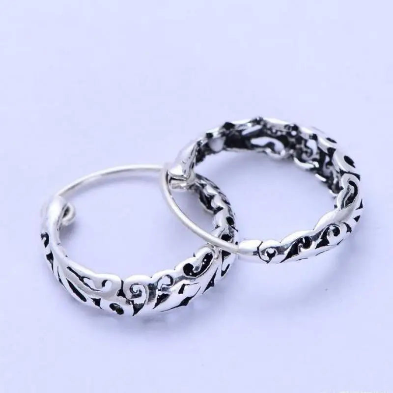 925 Silver Round Flower Earrings Vintage Style
