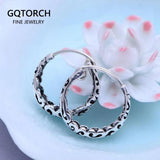 925 Silver Round Flower Earrings Vintage Style