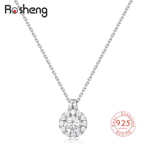 925 Silver Necklace with Round Zircon Pendant