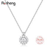 925 Silver Necklace with Round Zircon Pendant