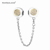 925 Silver Safety Chain Pave Charms Bead for Charm Bracelet SF021