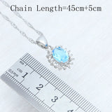 925 Silver Bridal Wedding Jewelry Set CZ Open Ring Pendant Earrings Chain
