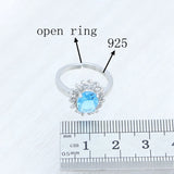 925 Silver Bridal Wedding Jewelry Set CZ Open Ring Pendant Earrings Chain