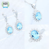 925 Silver Bridal Wedding Jewelry Set CZ Open Ring Pendant Earrings Chain