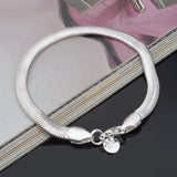 925 Silver Jewelry Set Chain Necklace Bracelet Heavy Smooth Snake Cross