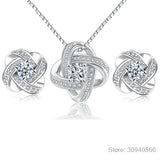 925 Silver Forever Love Twist Flower Zirconia Knot Set