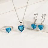 925 Silver Heart Zircon Jewelry Set Wedding Bridal