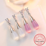 925 Silver Moonstone Opal Water Drop Set Necklace + Earrings