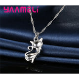925 Silver Fox Charms Jewelry Set, Crystal Necklace Earrings